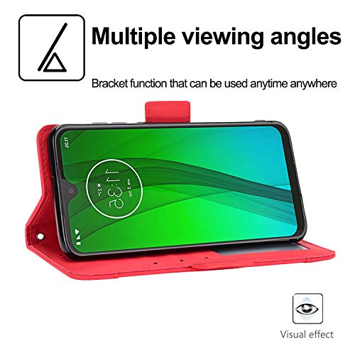 Phone Case for Motorola Moto G7/Moto G7Plus With Tempered Glass Screen Protector Card Holder Slot Stand Kickstand Shockproof Protective Wallet Purse Leather Flip MotoG7Plus Moto7 G 7 7G G7Plus Red - Image 4