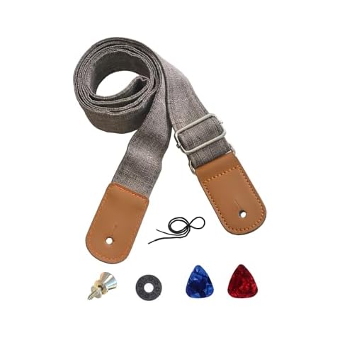 Farcaya Ukulele Strap for Soprano Concert Tenor Baritone Uke Mandolin Banjo Cotton Soft Country Style Picks Locks Buttons (Grey) Cover