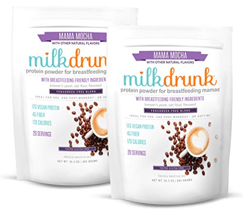 2 Bags Milk Drunk Fenugreek-Free - Mocha Dairy Free Protein Powder for Breastfeeding - 40 Servings of Vegan Protein & Lactation-Boosting Ingredients - Oats, Flax, Brewer's Yeast - Gluten Free 2 Bags Milk Drunk Fenugreek-Free - Mocha Dairy Free Protein Powder for Breastfeeding - 40 Servings of Vegan Protein & Lactation-Boosting Ingredients - Oats, Flax, Brewer's Yeast - Gluten Free