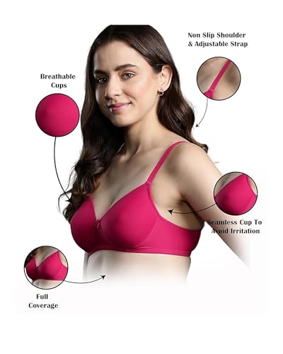 Image of Leading Lady Women Printed Lightly Padded Non Wired Seamless T-Shirt Bras | Adjustable Straps | Full Coverage | Everyday Bra (Pack of 1)