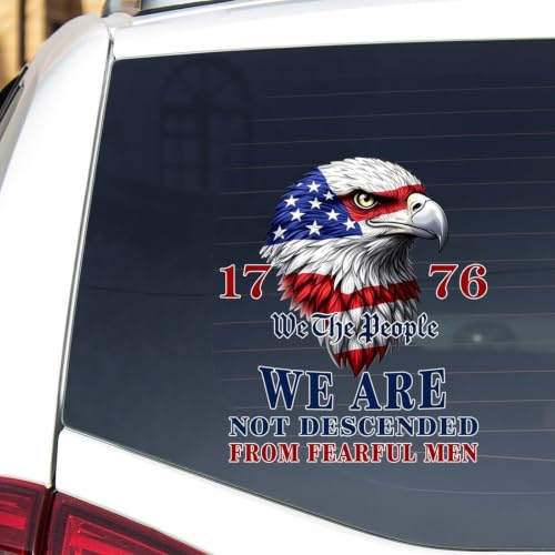 Image of 2pcs We The People 1776 American Bald Eagle Flag Car Decals Patriotic | 250th Anniversary of The United States Sticker Removable Vinyl Decal for Auto Car Truck SUV Trailer Window Vinyl Decal 10 in