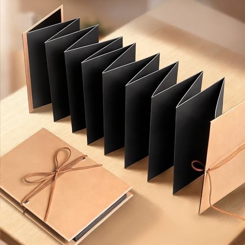 Álbum de recortes DIY 21 x 15 cm: Álbum con 18 hojas (34 páginas), exterior marrón, interior negro miniatura 2