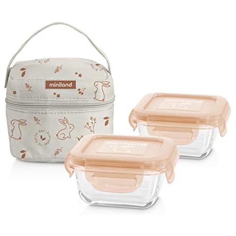 Miniland Pack-2-go Natursquare Bunny - Set de Herméticos y Funda Cover