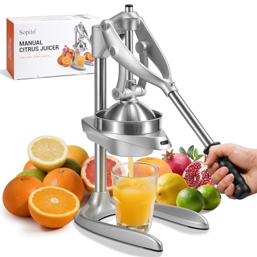 Sopito Presse Agrumes, Presse Orange Professionnel, Presse Fruit Manuel pour Orange, Citron, Citron Vert, Pamplemousse, Argent