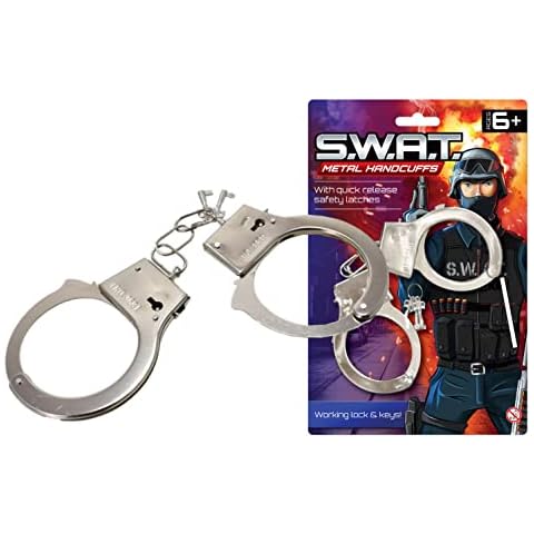 D.A.Y. Republic Kids Metal Hand Cuffs, Fancy Dress Police Accessory, SWAT Handcuffs for Pretend Fun Play, Fits Adults and Children (Pack of 1) Cover