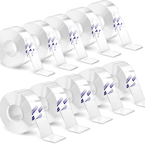 10 Rolls-9.85 FT Double Sided Mounting Tape Heavy Duty Removable,Clear Thick Nano Tape Adhesive Reusable,Wall Poster Picture Hanging Strips Putty, Sticky Tack Gel Glue for Hangers,Photo
