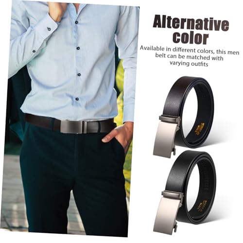 2pcs Adjustable Ratchet Belt with Vintage Automatic Buckle Black Tpu Alloy Casual Work and Dress Pants3