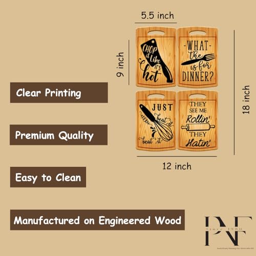 Image of PNF Poster And Frames Chopping Board is the heart of home Wall art & Door Hanging Frame For Kitchen, Dining, restaurants Decor | Walland home Decor for Living Room | Room Decor Wall Decor Items For Bedroom | decoration (Wooden, 11x9 Inch,brown)-51-4