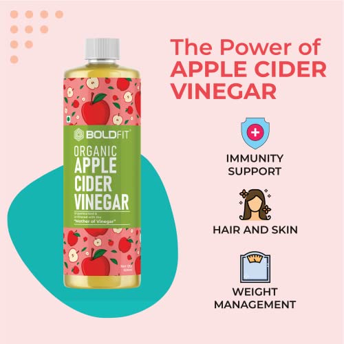 Boldfit Organic Apple Cider Vinegar with Mother Vinegar 500ml - ACV Apple Cider Vinegar Organic Raw from Himalaya - 500ml - Image 3
