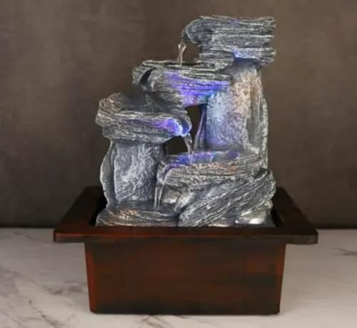 Fontaine decorative d'interieur en pierre grise et cascade de table - 3