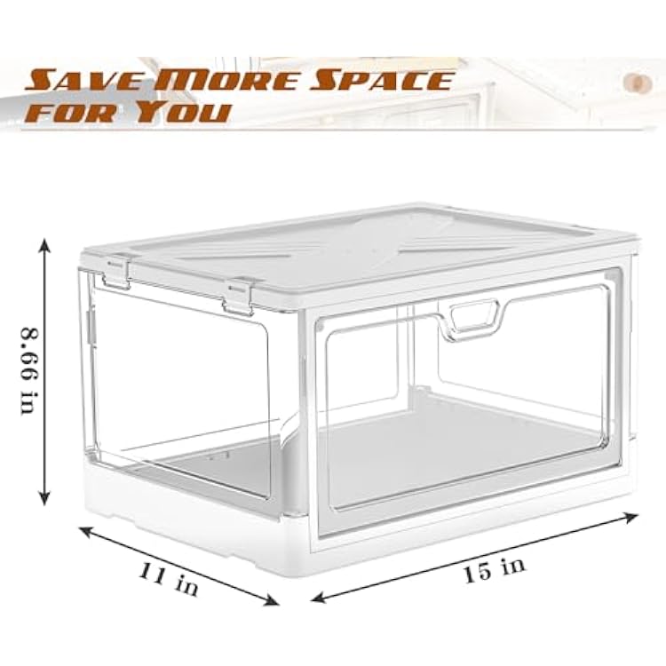Clear Storage Bins with Lids 3 Packs - 24Qt Stackable Storage Bins, Acrylic Organizers, Plastic Multifunctional Folding Storage Bins, Plastic Stackable Storage Box for Bedroom, Living Room