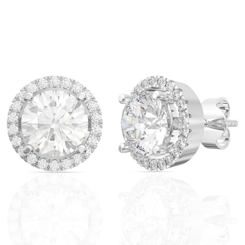 Image of 925 Sterling Silver Stud Earrings for Women | Cubic Zirconia Solitaire Ear Studs | Lightweight Hypoallergenic Anti-Tarnish Daily Wear Jewellery | Gift for Girls, Wife, Girlfriend, Mother, Sister | Birthday, Anniversary, Rakhi