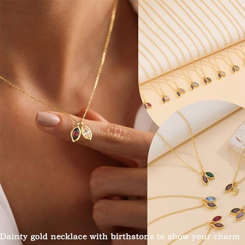 Birthstone Necklace for Women Dainty Gold Necklace with 2 Birthstone Christmas Stocking Stuffers Teen Girl Gifts Trendy Stuff Birthday Gift Moms 2025 Graduation Gift Adjustable Anniversary Jewelry for Daughter Girlfriend Friend