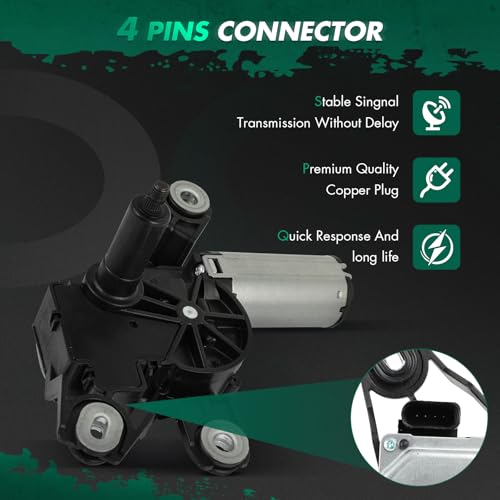 Image of SCITOO Windshield Wiper Motor Compatible for VW for Golf Plus | Direct fit for For VW For Golf Plus 2005-2010|Replaces OE 5K6955711A,5K6955711B|4 Pins|Fit for Rear Wiper Motor
