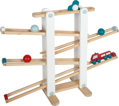 small Foot Kugelbahn aus Holz, XL-Motorikspielzeug mit 3 Kugeln und Feuerwehrfahrzeug, fĂĽr Kinder ab 18 Monaten, 12549