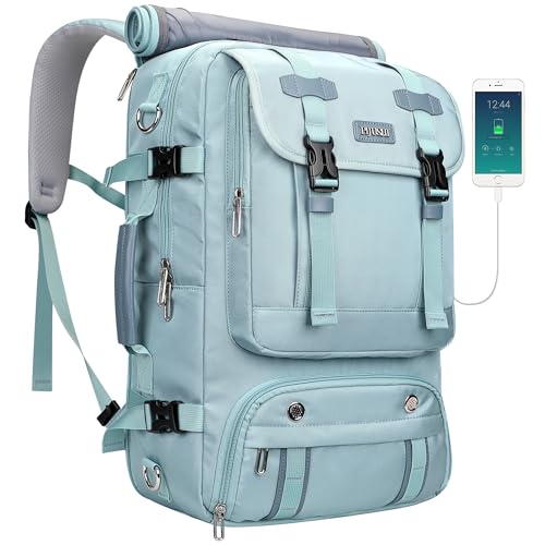 PIJUSHI Travel Backpack for Women Carry on Luggage Backpack Flight Approved Convertible Duffle Bag Fit 16 Inch Laptop(PE037 Blue)