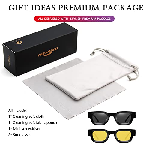 Image of AIEYEZO Modern Thick Rectangle Sunglasses for Women Men 90s Retro Chunky Square Polarized Sun Glasses UV400 Protection