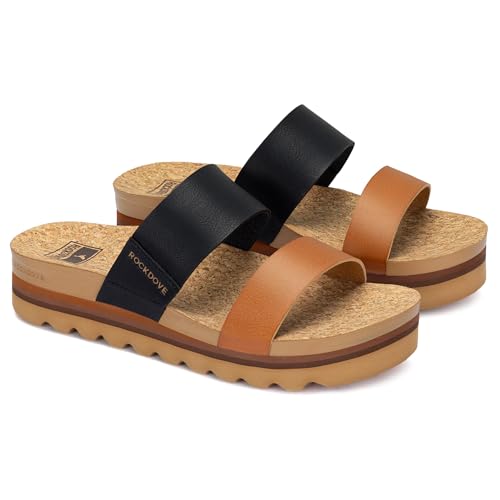Image of RockDove Women's Isla Lift Platform Slide Sandals with Cushioned Arch Support and Soft Dual Straps