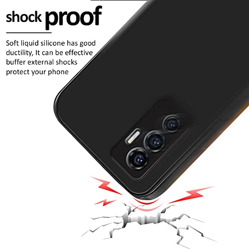 Image of WOW IMAGINE Ultra Slim Soft Rubberised Back Cover Case for Vivo V23E 5G | Vivo Y75 4G | Inner Velvet Fabric Lining | Matte Silicone Flexible Camera Protection Back Case - Black