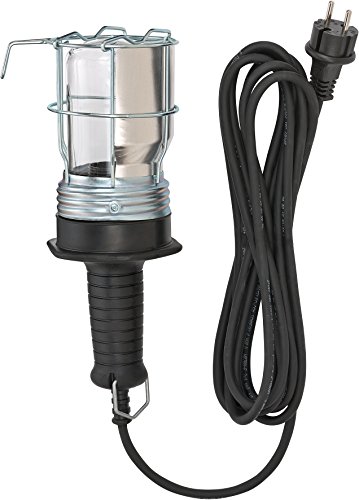 Preisvergleich Produktbild Brennenstuhl Handleuchte / Werkstatt-Arbeitsleuchte aus Hartgummi mit stabilem Schutzkorb (IP54 geschützt, 100 W, 136 mm Durchmesser) Farbe: schwarz