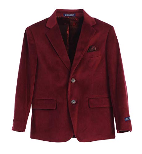 Gioberti Little Boys Formal Velvet Blazer with Designed Buttons, Burgundy, Size 4T