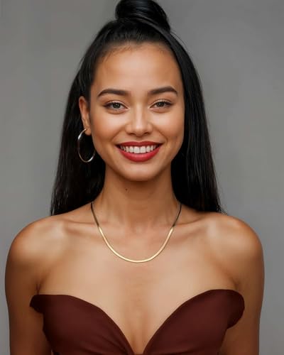 Herringbone Chain Necklace for Women Men, Real Gold Over Sweatproof, Water-Resistant, Everyday Wear, 2mm-2.5mm-3mm-4mm-5mm Wide Flat Snake Chain Stainless Steel Gold Coating 14k Golden Color4