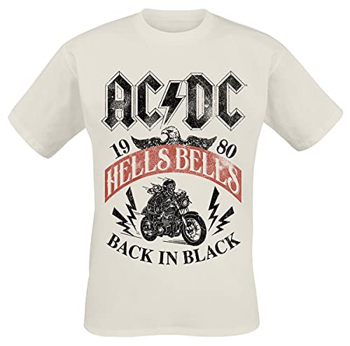AC/DC Hells Bells 1980 Homme T-Shirt Manches Courtes Beige XL 100% Coton Regular/Coupe Standard