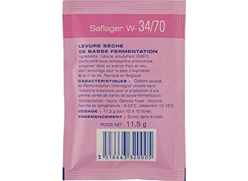 Fermentis Levadura seca – Saflager W-34/70 (11,5 g) (Paquete de 5)