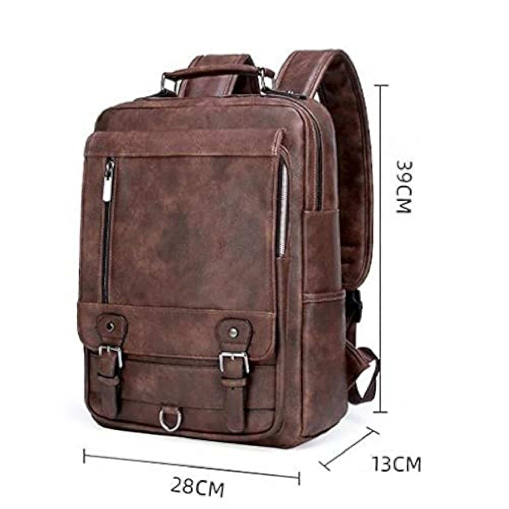 Men's PU Leather Waterproof Travel Laptop Backpack