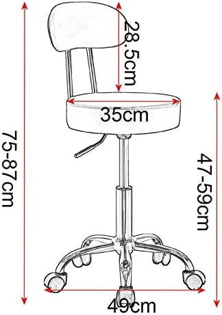 WOLTU Faux Leather Gas Lift Swivel Chair Stool White Swivel Working Chair with Back for Office Computer Lounge Dinning Pub Gas Strut Adjustable 47-59x35x35cm, BH34ws-1