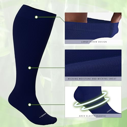 Image of LEVSOX Wide Calf Compression Socks for Women&Men Plus Size 15-20mmHg Knee High Large Support Stockings for Circulation