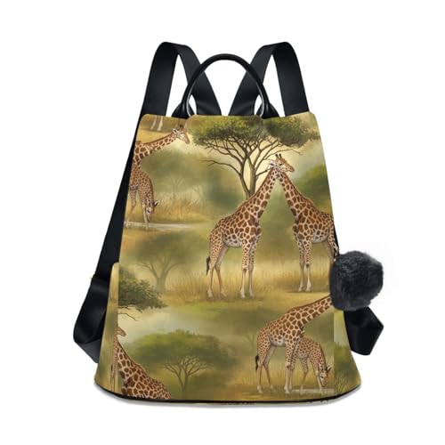 Sac à dos femme vert à motif girafe idéal pour la ville et les sorties