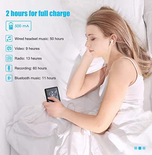 MP3 Player 32GB with BT 5.0 Supports TF up to 128GB,Timoom M6 MP3 HIFI Lossless Sound Music Player with 2.8 inch Full Touch Screen Built-in Speaker Support FM radio/Voice recorder E-Book Headphones