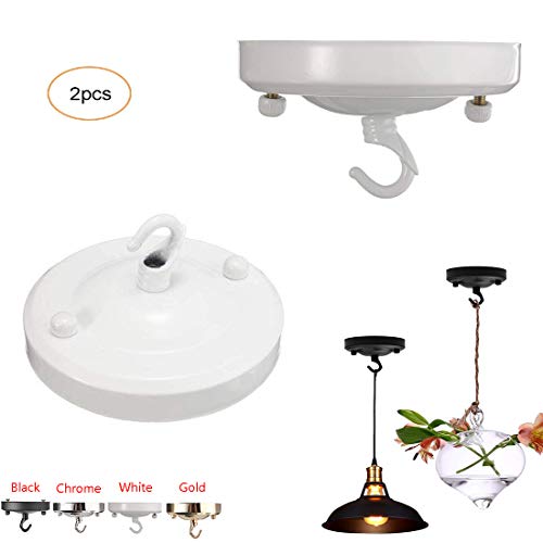 Plafón de techo de la lámpara de la vendimia, lámpara colgante del sostenedor de la placa del gancho de Rose(Blanco)