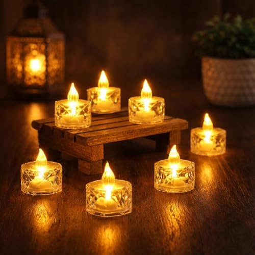 SATYAM KRAFT 6 Pcs LED Tea Light Candles | Flameless, Smokeless C...