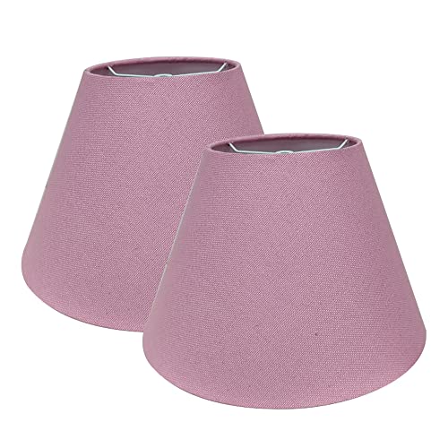 Tootoo Star Double 7X14X9" Fabric Natural Linen Cone Barrel Hand Craft Medium Lamp Shade Set Of 2, Lampshade For Floor Table Lamp,Spider For Lamp Has Harp (Pink) #TOP2