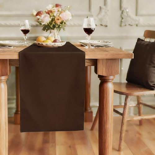 FOLINS&HOME Brown Waterproof Decorative Table Runner 60 Inches Long
