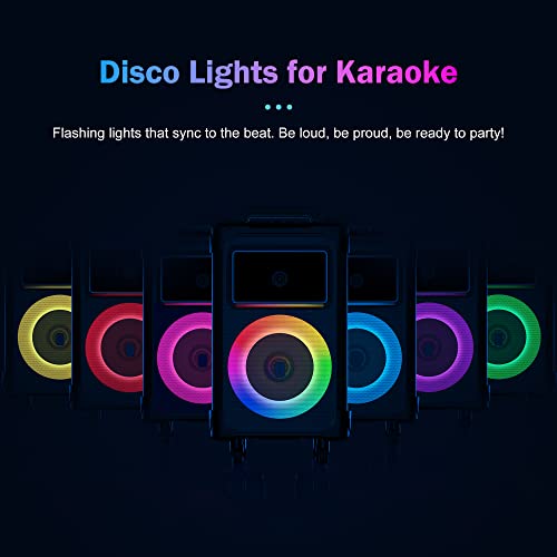 Jyx Karaoke Machine With 2 Wireless Microphones,Bluetooth Pa System With 10'' Subwoofer,Vocal Cut,Sound Effects,Led Lights,Treble/Bass Adjustment,Support Tws/Rec/Usb/Sd/Aux-In For Party,Livestream #TOP3