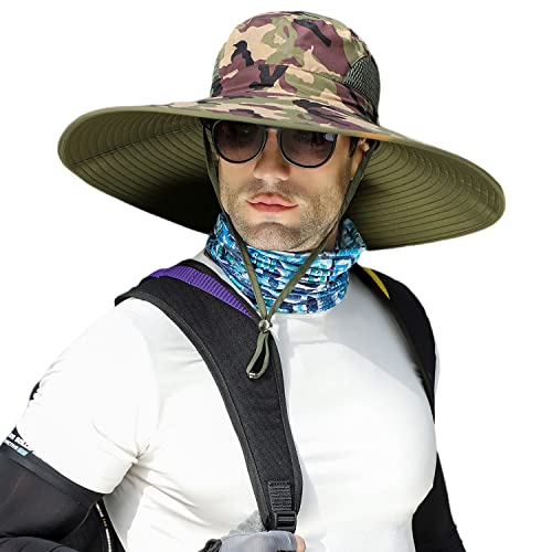 Image of Wide Brim Sun Hat for Men Women UV Protection Ventilated Summer Hats for Fishing Hiking Garden Beach