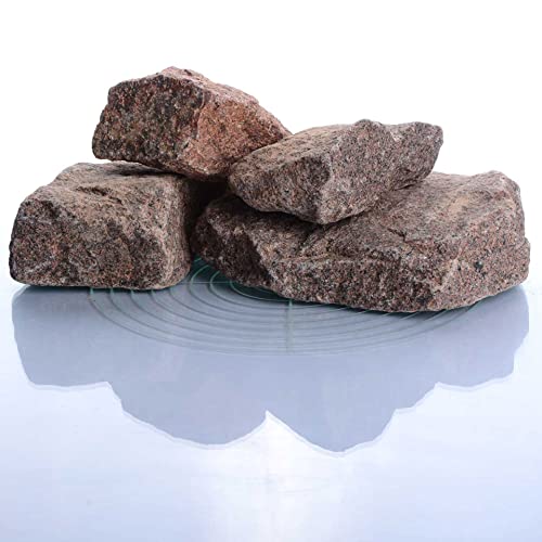 Gabionensteine aus rot gefärbtem Granit 25 kg für Gabionen und Landschaftsbau