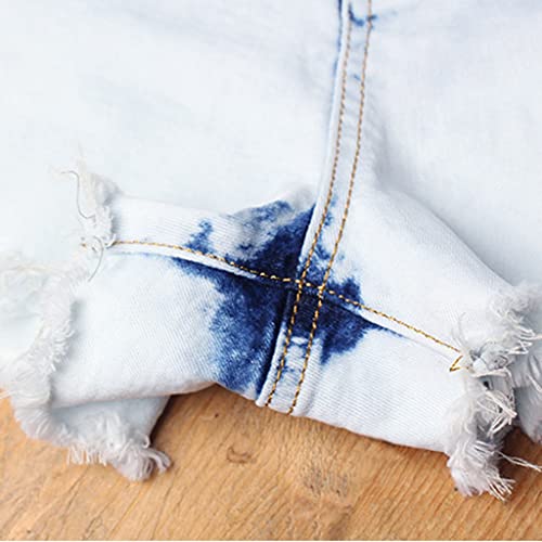 Short en jean pour femme taille haute blanc qui ne boudine pas - 7