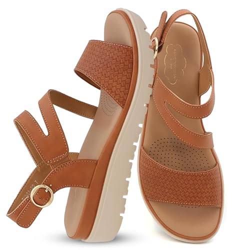 YOKI TUNSA-20 Women's Wedge Platform Sandals – Strappy Sandals With Arch Support, Comfortable Dress Sandals, Summer Platform Sandals