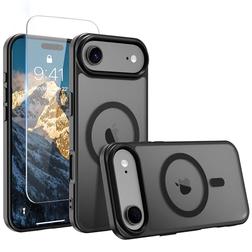 Image of Magnetic for iPhone 17 Air Phone Case, [Compatible with MagSafe], Screen Protector X1, [Military Grade Drop Protection],Matte Finish,Slim,Shockproof,Protective (Black, iPhone 17 AIR)