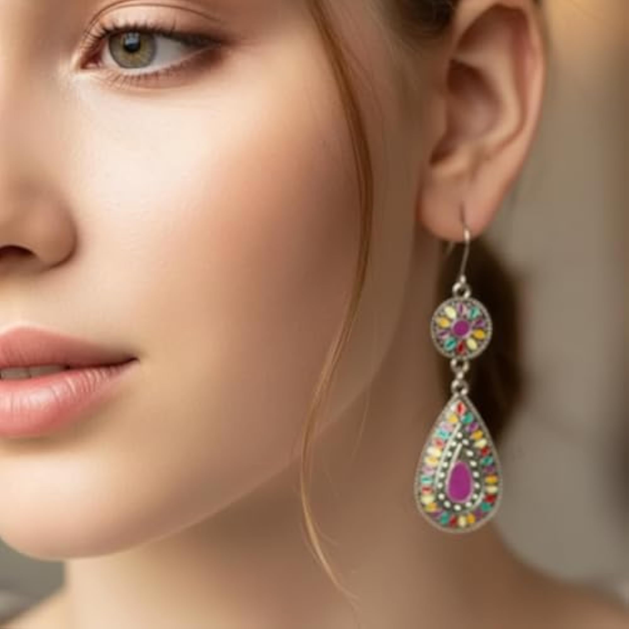 Bohemian Vintage Purple Tassel Drop Dangle Earrings