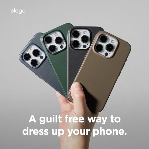 Image of elago Magnetic Leather Case Compatible with iPhone 15 Pro Max Case, Compatible with All MagSafe Accessories, 6.7 inch - Built-in Magnets, Vegan Leather, Shockproof, Water-Resistant [Jean Indigo]
