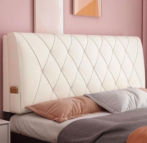 MGEMJMJ Cojín rectangular grande para cabecero de noche, respaldo de forro polar, almohada de lectura, para pared, cuello, lumbar, tapizado, dormitorio, sofá cama (tamaño: 150 cm, color: blanco)