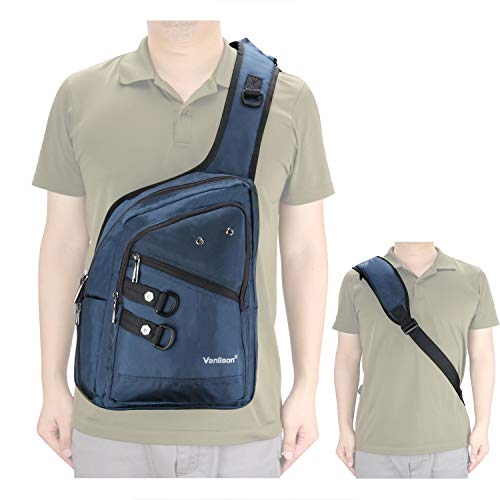 Vanlison Waterproof Shoulder Backpack Sling Bags Chest Crossbody Bags Pack Rucksack Travel Bag Anti Theft Bag Navy