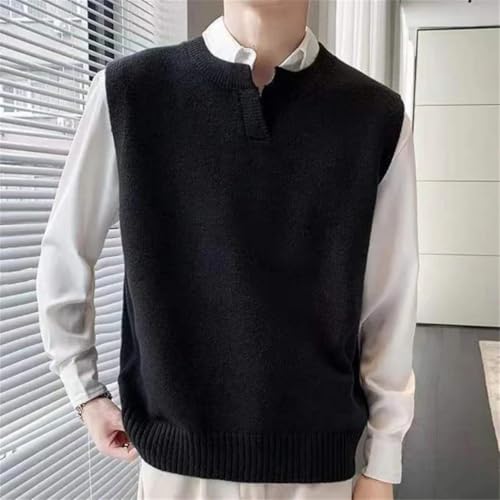 Man V Neck Sleeveless Solid Color Vest Korean Fashion Autumn Knitted Sweaters Men Waistcoat4