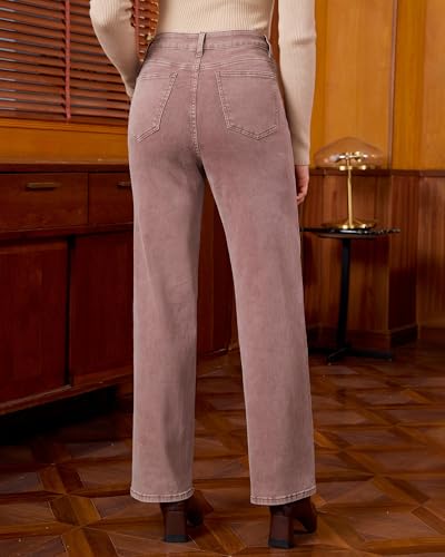 GRAPENT Wide Leg Jeans for Women High Waisted Trendy Button Fly Stretchy Denim Pants Vintage Straight Leg Trouser Jeans3