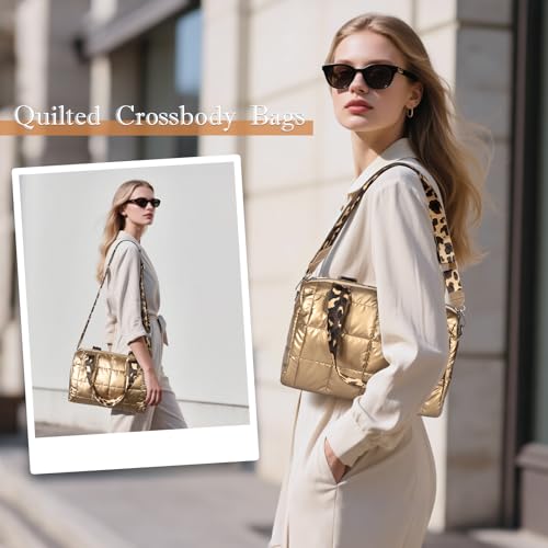 WiseBoy Quilted Crossbody Bags Handbag for Women, Gold Trendy Puffy Shoulder Bag Fashion Purse for Girls, Ladies2